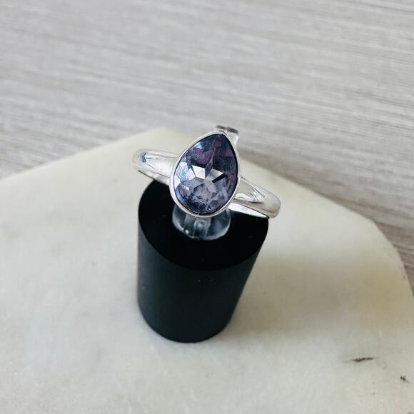 Lab Grown Color-change Alexandrite Sterling Silver Ring - Picture 8 of 9